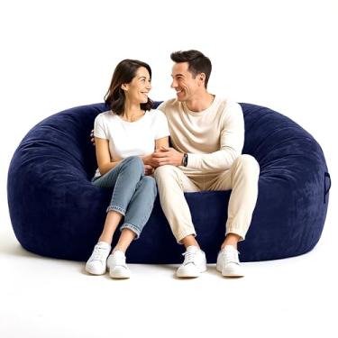 Imagem de Codi Cadeira pufe de 1,8 m para adultos – Espreguiçadeira de espuma grande com capa lavável – Assentos confortáveis para sala de estar, dormitório ou sala de mídia – azul