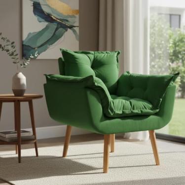 Imagem de Poltrona Alice Decorativa Para Sala Cadeira Reforçada Para Recepção Manicure Clínica Sala De Espera Consultório Escritório Pé Castanho - Clique & Decore (Verde)