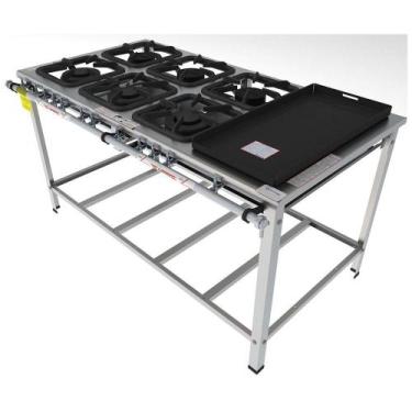 Imagem de Fogão Industrial Inox Gastromaq 6 Bocas Encosto Mista com Chapa FGI306