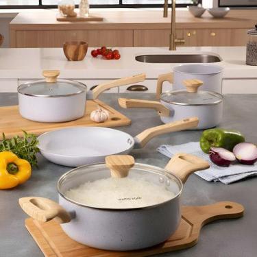 Imagem de Jogo de Panelas Mimo Style Crema Cook 5 Peças Antiaderente Cerâmica Al