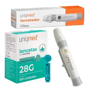 Imagem de Kit lancetador + 100un lancetas 28g - uniqmed tamanho:28g, 28G