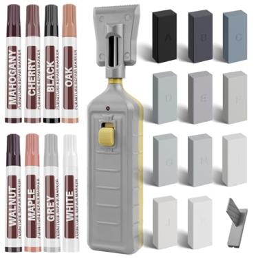 Imagem de Kit de reparo de piso laminado, kit de reparo de piso com caneta térmica, blocos de cera de 11 cores e marcadores de retoque de móveis de 8 cores, kit de reparo de piso de vinil para restauração de