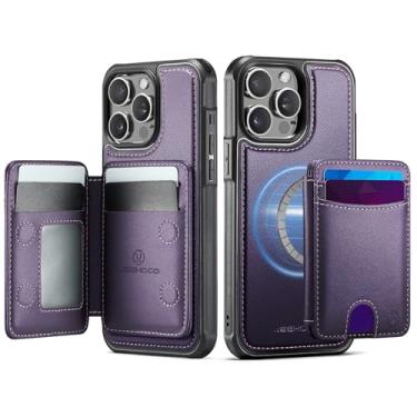 Imagem de owlhold Capa carteira para iPhone 13 Pro Max, compatível com MagSafe e bloqueio de RFID 2 em 1, capa removível de couro PU à prova de choque, capa carteira dobrável dobrável para iPhone 13 Pro Max de