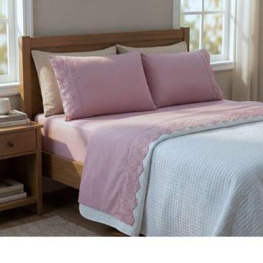 Imagem de Jogo de Lençol Queen 4 peças Micropercal 200 Fios Nobless - Bia Enxova