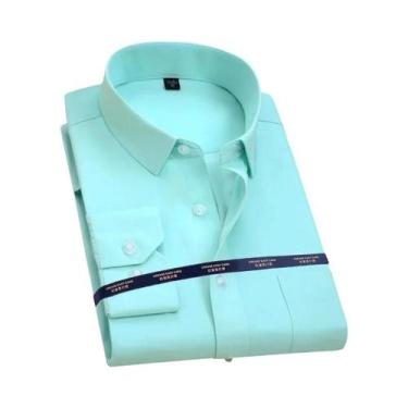 Imagem de Camisas Sociais Masculinas De Manga Longa Clássicas Para Escritório, T