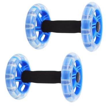 Imagem de Rolo abdominal de roda dupla com alças de halteres, equipamento de treino básico para academia em casa, rolo de exercício abdominal estável para abdômen, força do núcleo, braços e costas, treinador de