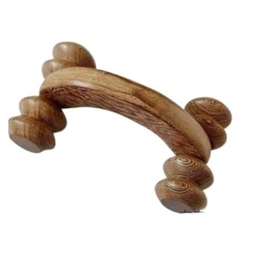 Imagem de Massageador de madeira com asa de frango, massageador de madeira, rolo de roda de massagem de quatro rodas, massageador doméstico (cor de tronco)