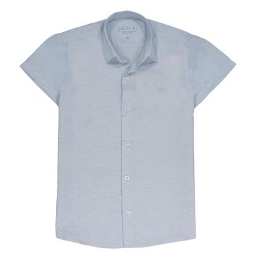 Imagem de Camisa Manga Longa Infantil Menino em Linho Azul Ogochi-Masculino