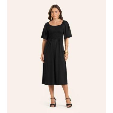 Imagem de Vestido Midi em Viscotorcion Feminino Endless Preto, G, Preto
