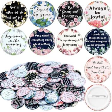 Imagem de Tondiamo 100 peças de alfinetes cristãos de agradecimento de funcionários com botões de versículo da Bíblia Pinos de botão de recompensa inspiradora lembrancinhas de festa de prêmio de equipe para