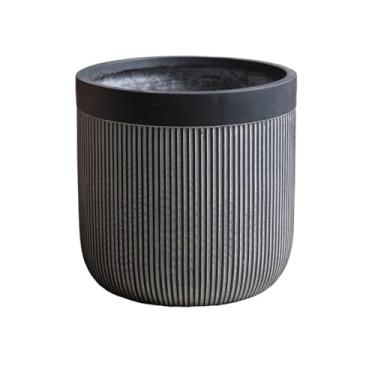 Imagem de KHUTRW3D Vaso de plantas de calibre grande com listras pretas e brancas para decoração de varanda, sala de estar, cozinha, jardim, piso, ambientes internos e externos
