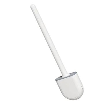 Imagem de Conjunto de suporte de escova de vaso sanitário de silicone para limpeza profunda e economia de espaço (branco)