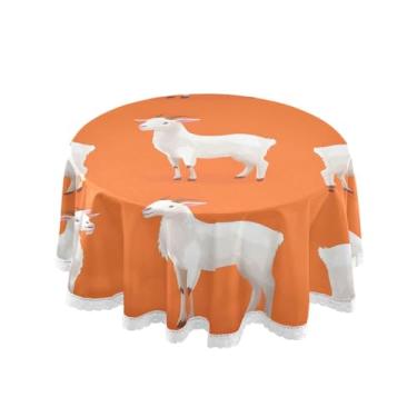 Imagem de Qilmy Toalha de mesa redonda de palmeira de treliça verde, 152 cm, resistente à água, à prova de derramamento, capa de mesa grande para jantar de reunião de família em ambientes internos e externos