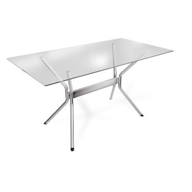 Imagem de Mesa Loire Kappesberg Cromada com Tampo De Vidro Incolor 150cm