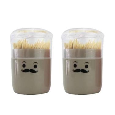 Imagem de Kit 2 Paliteiros Acrílico Com Palitos Mesa Churrasco Bege