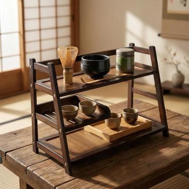 Imagem de Lnncdsc Organizador de estação Matcha – Prateleira de 3 camadas de grande capacidade, fácil de instalar para acessórios Matcha e Coffee Bar (marrom)