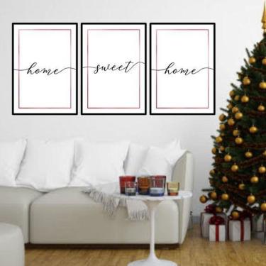 Imagem de Kit 3 Quadros Decorativos Home Sweet Home Rosê
