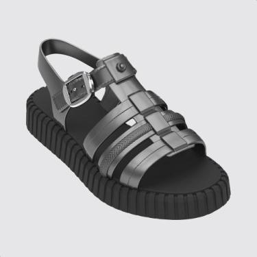 Imagem de Sandália Feminina Estilosa Zaxy Drop Confortável Tratorada, Prata escu