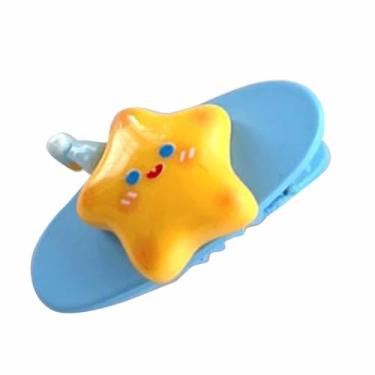 Imagem de Grampo de cabelo lateral bonito estrela amarela clipe oval material resina desenho animado grampo de cabelo meninas acessório de cabelo para festa escolar uso diário