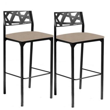 Imagem de Kit 2 Banquetas Eliza Gourmet Para Cozinha,bancada Ou Area Externa Suede Bege-gat Magazine