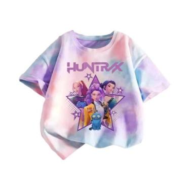 Imagem de Camiseta Infantil Feminina Roxa Tie-Dye K-Pop Demon Hunters Gola O Man