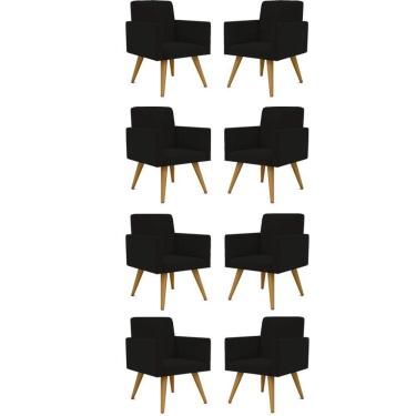 Imagem de Kit 08 Cadeiras Poltronas Decorativa - Escritório - Recepção Cor:preto