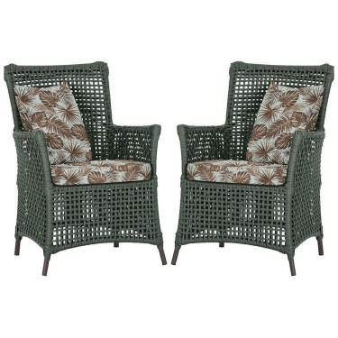 Imagem de Poltronas Igapó Alumínio Pintura Marrom Corda Náutica E6 Verde