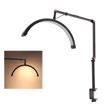 Imagem de Luminaria Estetica Salao Spa Meia Lua Arco Led 3 Tons Suporte Celular Mesa Iluminaçao Salao