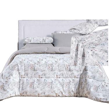 Imagem de Kit Coordenado Edredom E Lençol Sensuale Super King Protea 5 Peças - 80% Algodão, 20% Poliéster