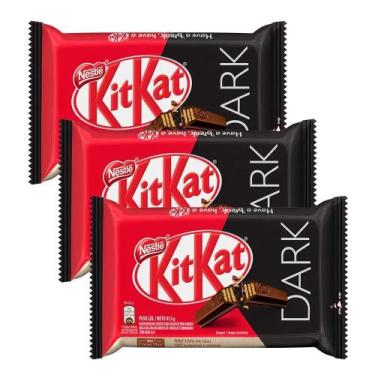 Imagem de Kit 3 Kitktat Barra De Chocolate Amargo Wafer Dark Kit kat 41,5g Nestl