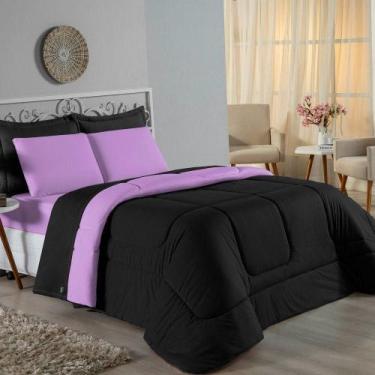 Imagem de Kit Edredom Dupla Face + Jogo De Lençol Solteiro Nobre 4 Peças Malha 1