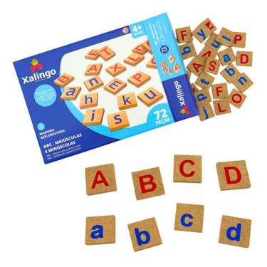 Imagem de Alfabeto Móvel ABC 72 Letras Brinquedos Educativos Escolar Pedagógico 
