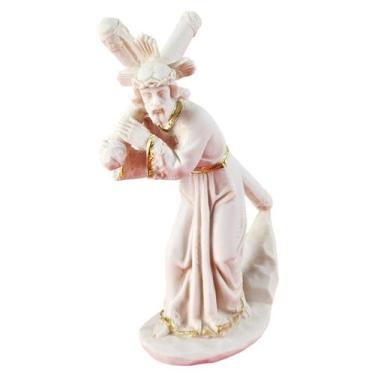 Imagem de Estátua de Jesus Carregando Cruz Religiosa Decoração Resina - Tenda Me