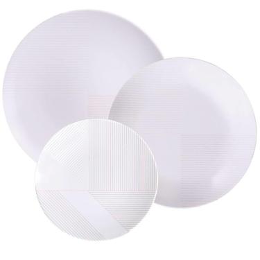 Imagem de Jogo De Pratos Tramontina Grid Em Porcelana Decorada 12 Peças - 96589031