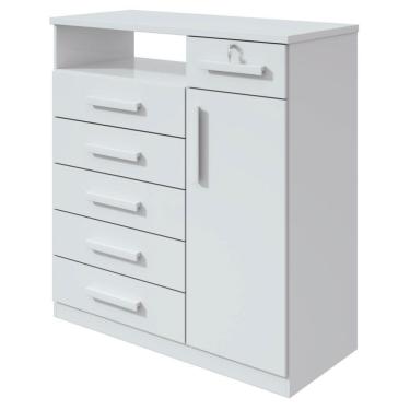 Imagem de Cômoda Da Vinci 6 Gavetas E 1 Porta Lopas Branco