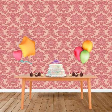 Imagem de Painel Retangular em Jacquard Vermelho com Dourado Medalhão - Jacquard