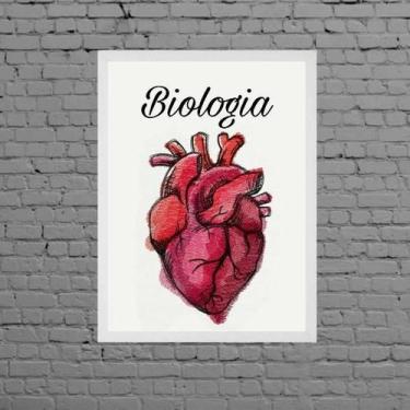 Imagem de Quadro Decorativo Biologia Coração 24X18Cm Com Vidro Branca - Quadros 