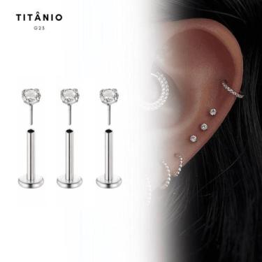 Imagem de Piercing Ponto Luz 2mm Titânio G23 Gold Rose Push Pin 0.8 Cor:Prateado