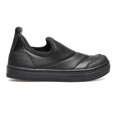 Imagem de Tênis Casual Infantil Calce Fácil Preto Bege Escolar Colegial Cor:Pret