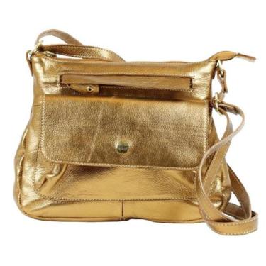 Imagem de Bolsa Transversal Tiracolo Feminina Passeio Couro Bronze - Betania Cou