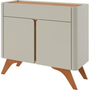 Imagem de Buffet Aros 2 Portas Pés Madeira Maciça - Mavaular, Off White/Naturale