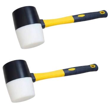 Imagem de Martelo Borracha Assentar Taco Azulejo Kit 2 Uni Ergonomico Marreta Obra Construcao Ceramica Porcelanato Manutencao
