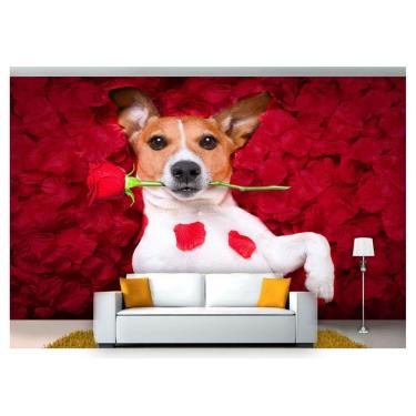 Imagem de Papel De Parede Animais Cachorro Romantico 3D Anm175