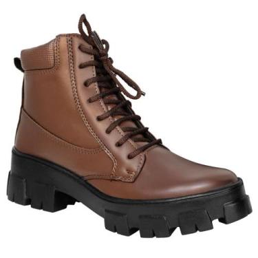 Imagem de Bota Feminina Coturno SLZ Cano Curto Napa Solado Tratorado Alto Antide