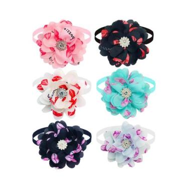 Imagem de Gravatas Borboleta Ajustáveis Para Pets, 10 Peças, Coleiras De Flores 