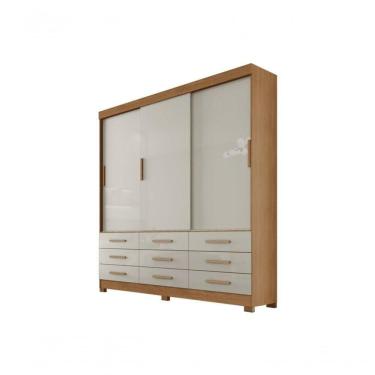 Imagem de Guarda Roupa Solteiro 3 Portas 9 Gavetas - Buriti-cumaru-fendi - Móveis Horizonte
