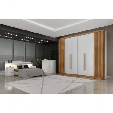 Imagem de Guarda Roupa Casal 6 Portas 6 Gavetas - Orfeus Ripado-branco - Móveis Horizonte
