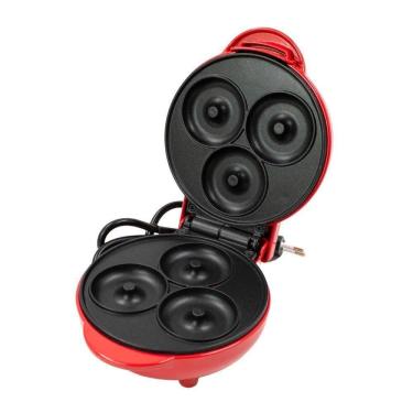 Imagem de Mini Maquina Forma Elétrica Retro De Fazer Waffles Donuts Rosquinhas branco 110V