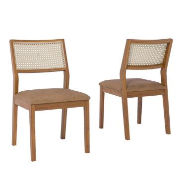 Imagem de Conjunto 2 Cadeiras para Sala de Jantar em Madeira Tauari Tamarindo Madeira/Kaki