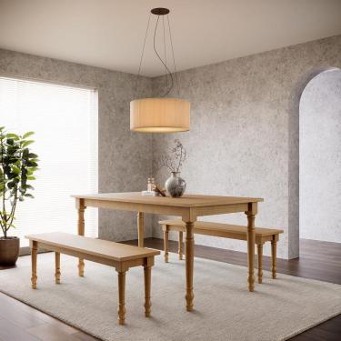 Imagem de Conjunto Mesa Rubi com 2 Bancos Freijó Madeira Pinus - Finestra